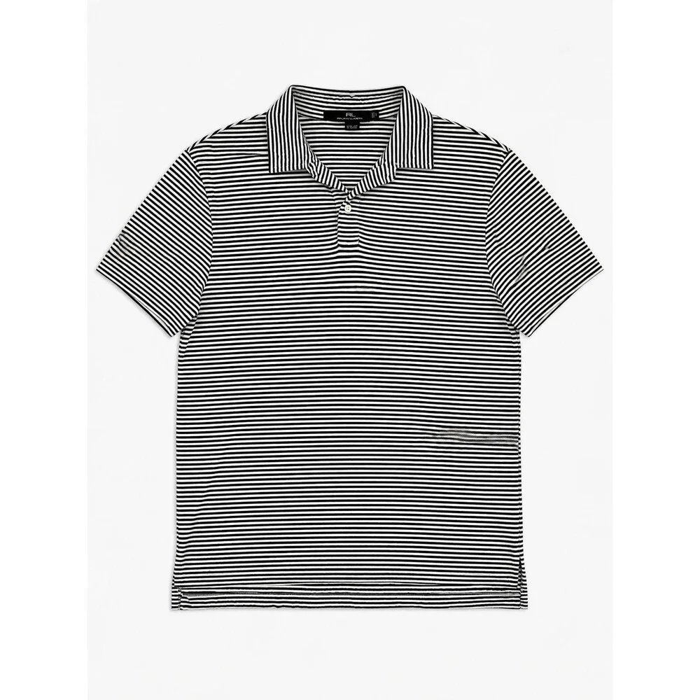 Men's Ralph Lauren RLX Polo Shirt Size Large Striped Black White Golf Preppy